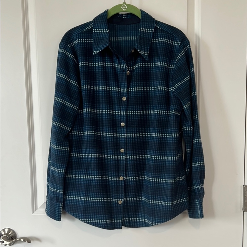Blue Plaid Long Sleeve Button Down Shirt